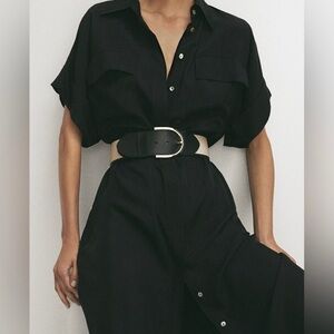 Commense Black Belted Dress